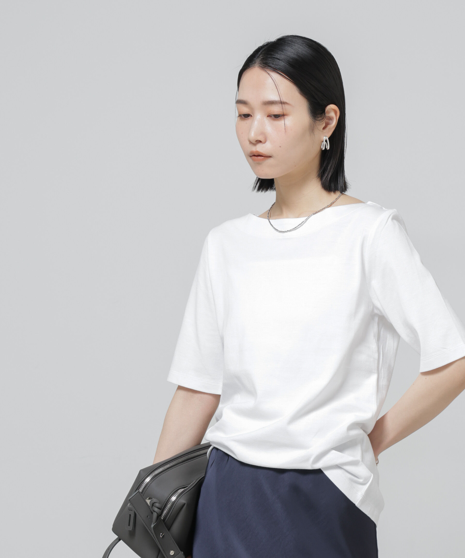 NANO universe「〈追加〉Anti Soaked(R) 汗染み防止ボートネックTシャツ」|Tシャツ・カットソー|