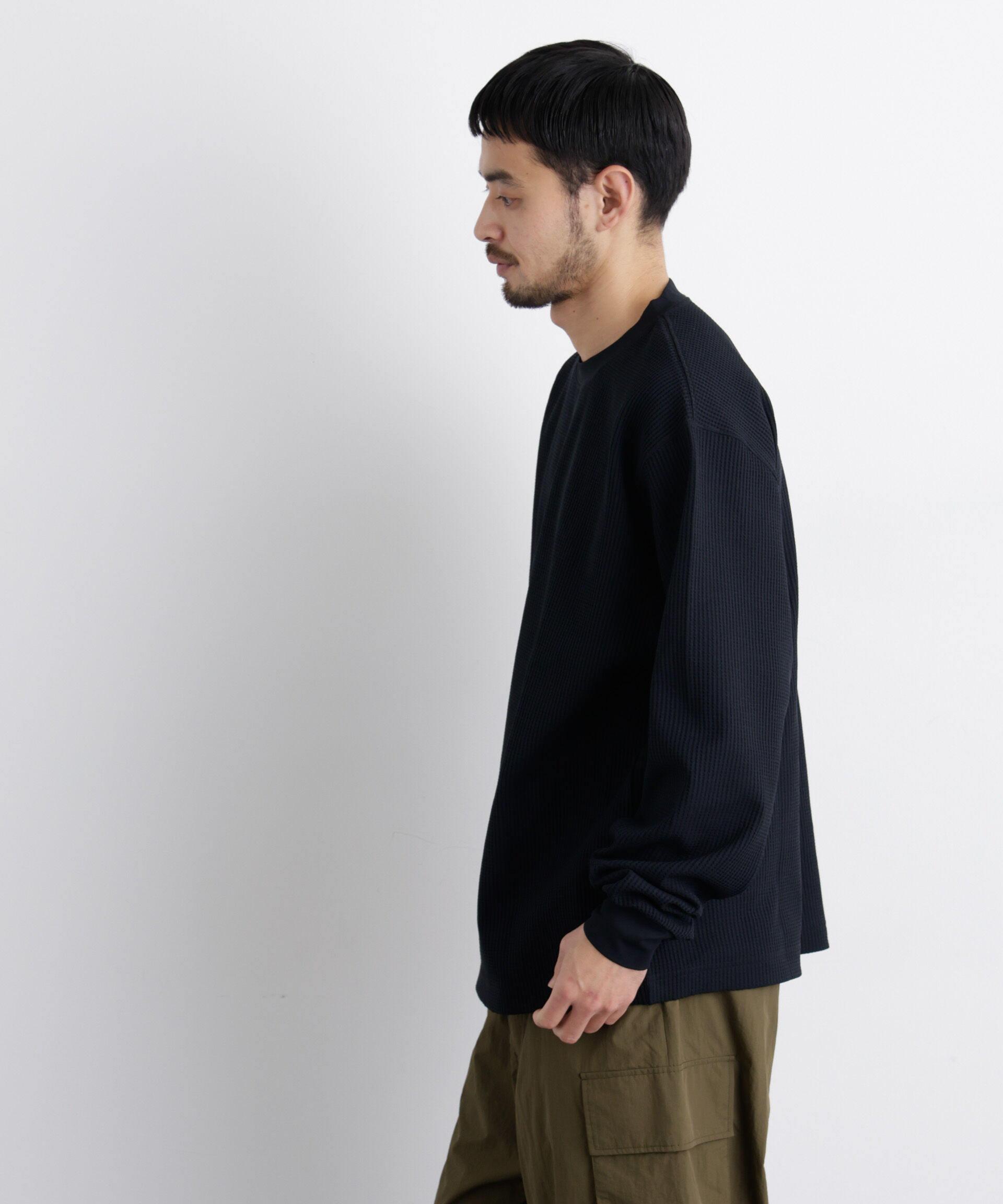 nano･universe「ワッフルプルオーバーTシャツ 長袖」|Tシャツ・カットソー|