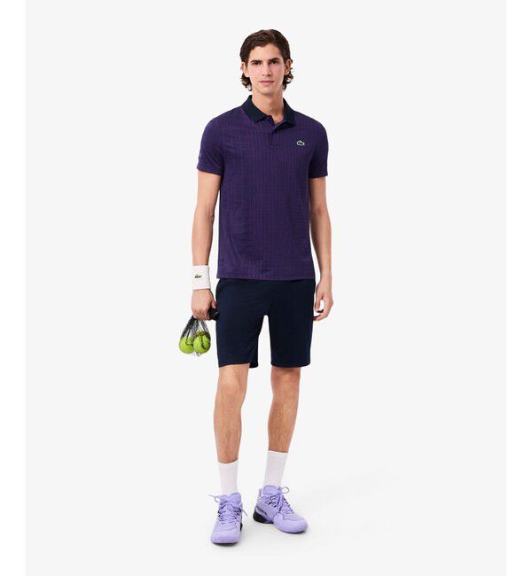 LACOSTE「『ダニール・メドベージェフ』オールオーバーラケットプリントドライポロシャツ」|ポロシャツ|