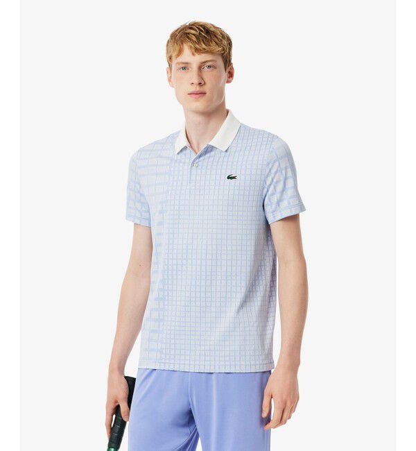LACOSTE「『ダニール・メドベージェフ』オールオーバーラケットプリントドライポロシャツ」|ポロシャツ|オフホワイト