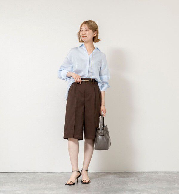 NOLLEY'S sophi「ウォッシャブルACARライトストライプ3WAYオーバーシャツ」|シャツ・ブラウス|