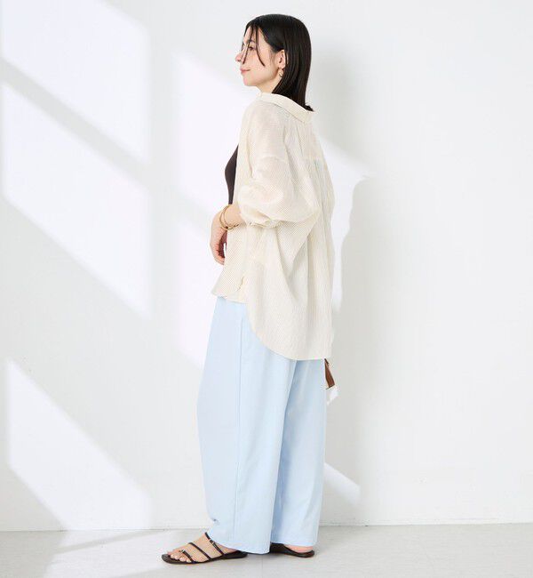 NOLLEY'S sophi「ウォッシャブルACARライトストライプ3WAYオーバーシャツ」|シャツ・ブラウス|