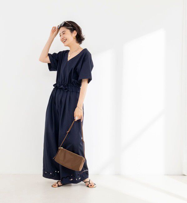 Rie Miller「ウォッシャブルハーフスリーブオールインワン」|オールインワン|