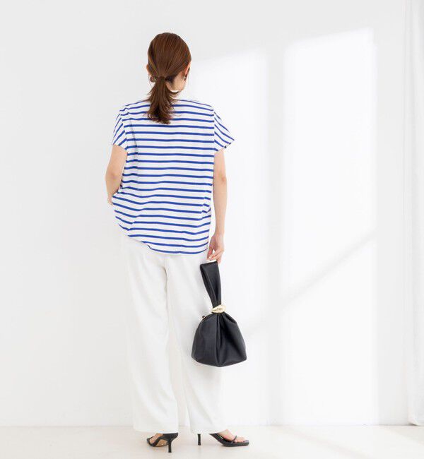NOLLEY'S「【BECシリーズ】ウォッシャブルオープンカラーボーダーコクーンT」|Tシャツ・カットソー|