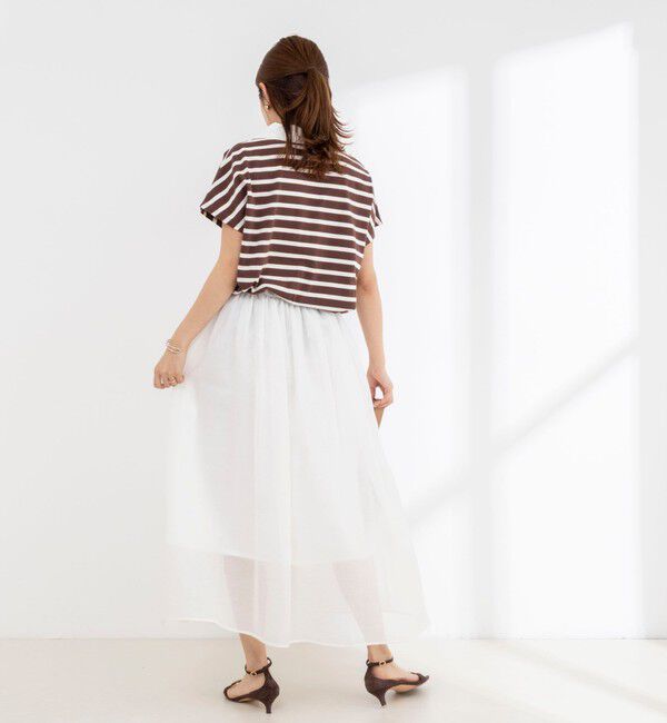NOLLEY'S「【BECシリーズ】ウォッシャブルオープンカラーボーダーコクーンT」|Tシャツ・カットソー|