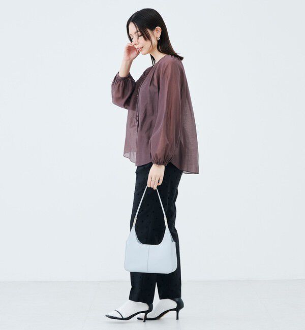 NOLLEY'S「ウォッシャブルシアーギャザーネックブラウス」|シャツ・ブラウス|