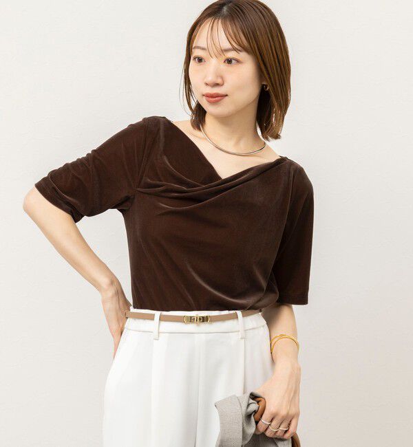 NOLLEY'S「《接触冷感》ウォッシャブルシアーベロア2WAYプルオーバー」|Tシャツ・カットソー|