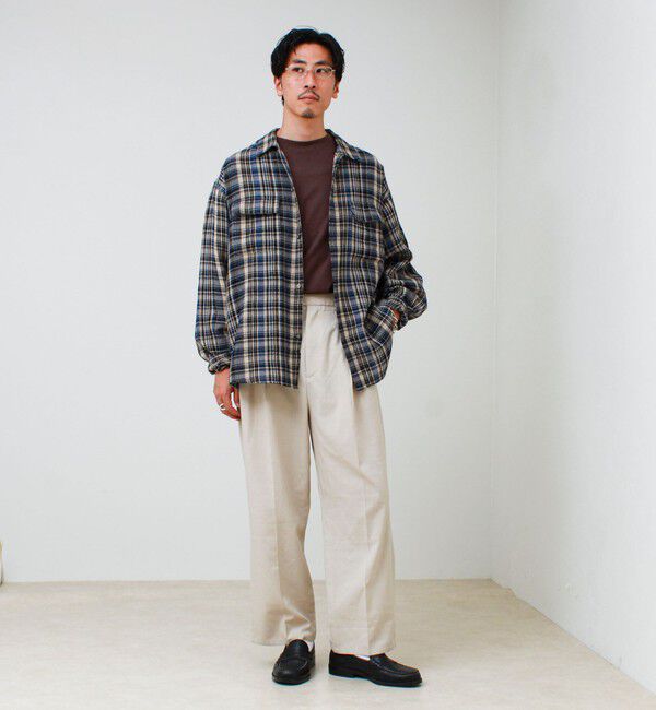 GLOSTER「【秋立ち上がりから着られる】ワッフルチェック ワークシャツ ロングスリーブ」|シャツ・ブラウス|
