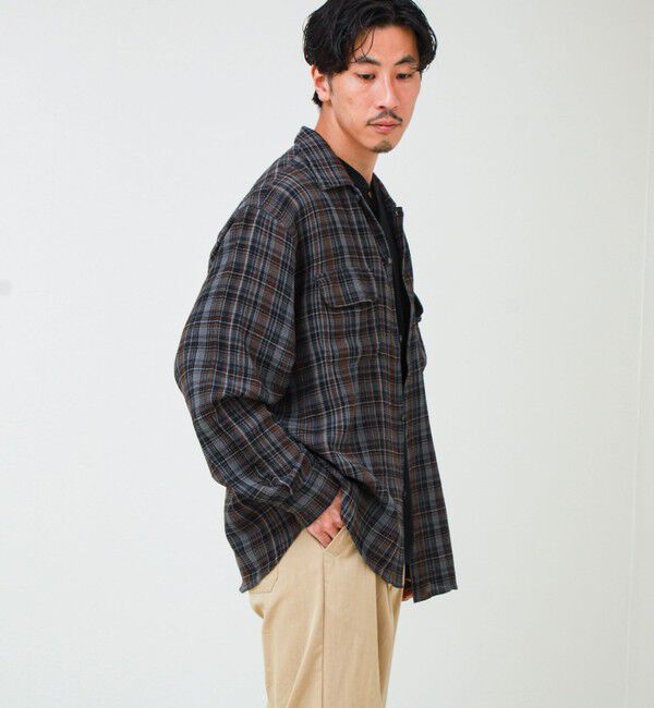 GLOSTER「【秋立ち上がりから着られる】ワッフルチェック ワークシャツ ロングスリーブ」|シャツ・ブラウス|