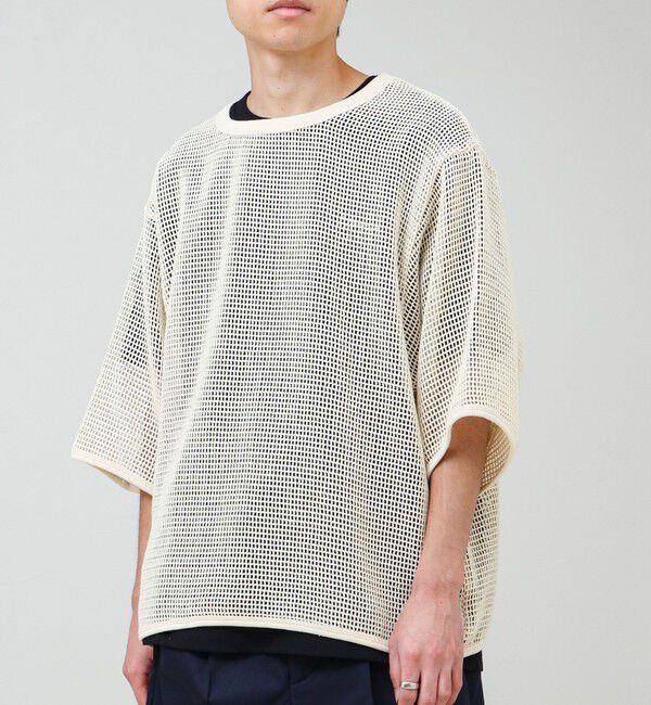 GLOSTER「3/4スリーブメッシュTシャツ シアーT 7分袖 オーバーサイズ」|Tシャツ・カットソー|