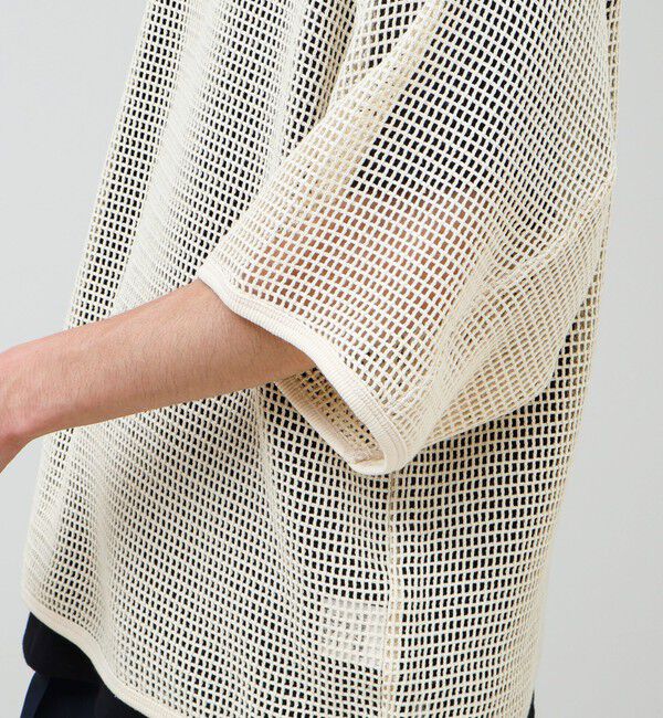 GLOSTER「3/4スリーブメッシュTシャツ シアーT 7分袖 オーバーサイズ」|Tシャツ・カットソー|
