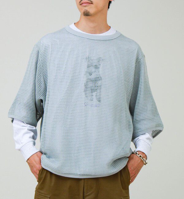 GLOSTER「3/4スリーブメッシュTシャツ シアーT 7分袖 オーバーサイズ」|Tシャツ・カットソー|