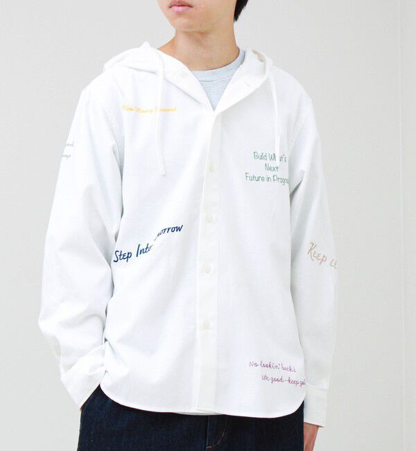 GLOSTER「【大好評企画】Message メッセージ刺繍 フードオックスシャツ パート3」|シャツ・ブラウス|ホワイト