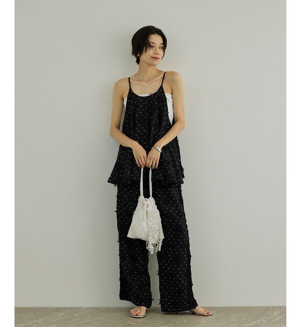 SALON adam et rope'「【crinkle crinkle crinkle】別注ドットレーヨンシャンタン 3D刺繍キャミソール」|キャミソール|