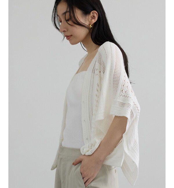 SALON adam et rope'「クロスレースニットボレロ」|カーディガン|