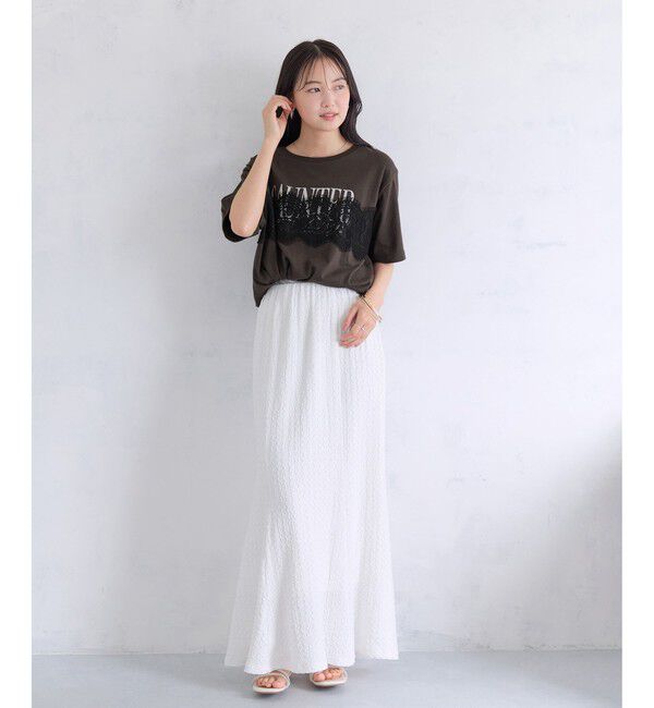 VIS「レースレイヤードロゴ半袖Tシャツ」|Tシャツ・カットソー|