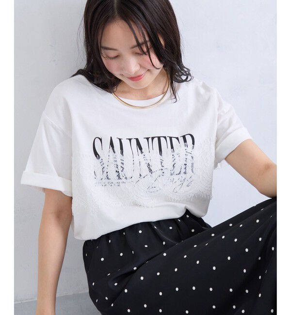 VIS「レースレイヤードロゴ半袖Tシャツ」|Tシャツ・カットソー|