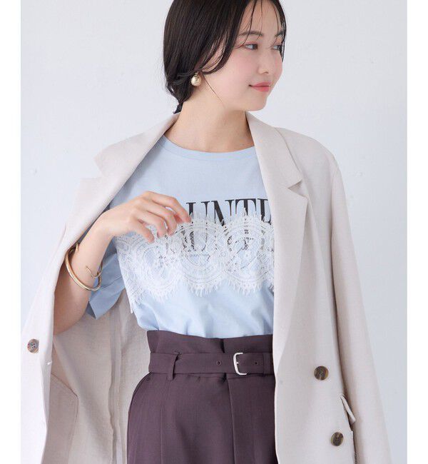 VIS「レースレイヤードロゴ半袖Tシャツ」|Tシャツ・カットソー|