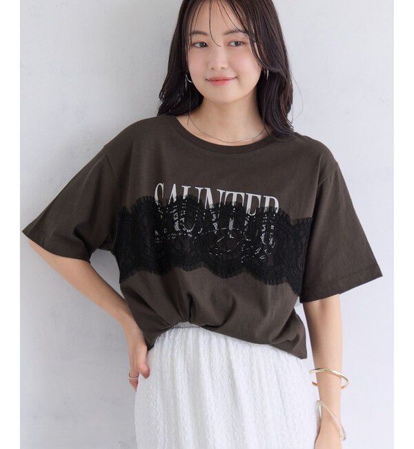 VIS「レースレイヤードロゴ半袖Tシャツ」|Tシャツ・カットソー|