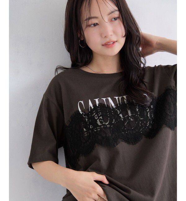 VIS「レースレイヤードロゴ半袖Tシャツ」|Tシャツ・カットソー|