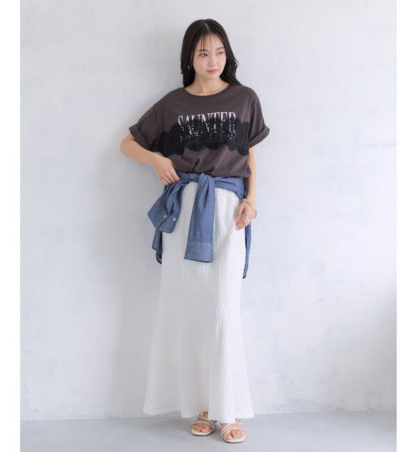 VIS「レースレイヤードロゴ半袖Tシャツ」|Tシャツ・カットソー|