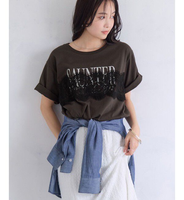 VIS「レースレイヤードロゴ半袖Tシャツ」|Tシャツ・カットソー|
