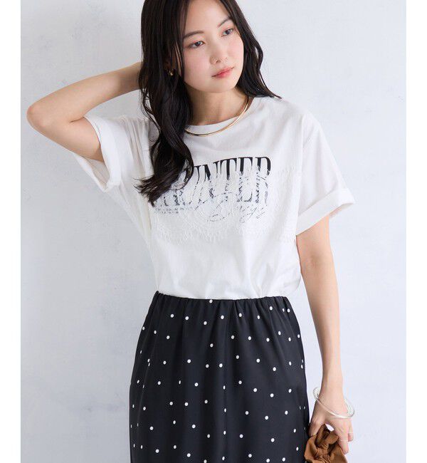 VIS「レースレイヤードロゴ半袖Tシャツ」|Tシャツ・カットソー|