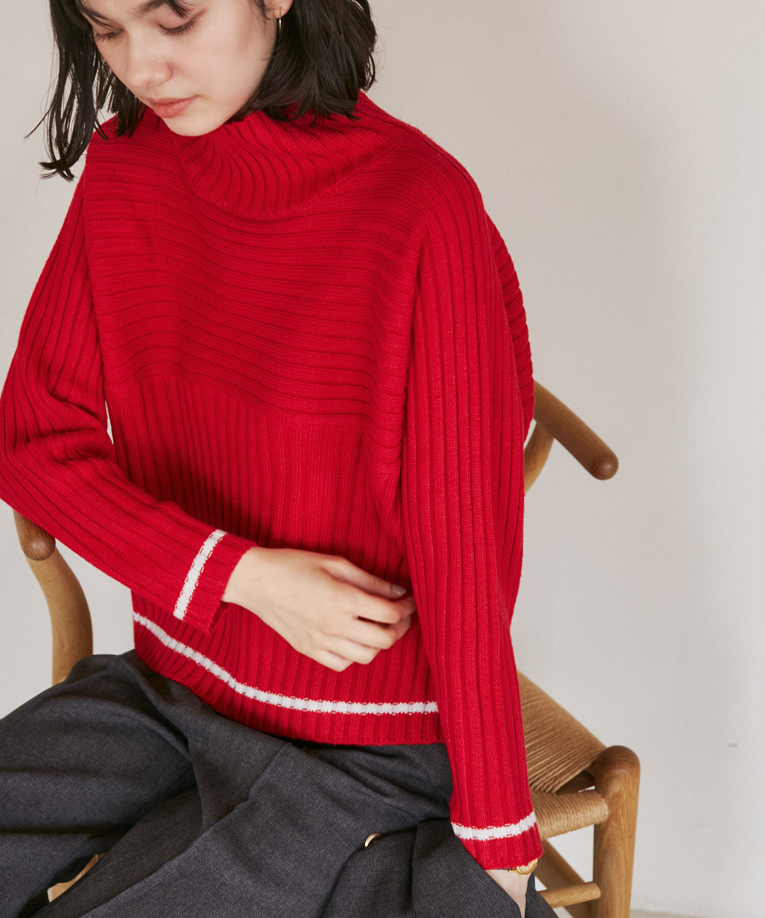 Rope&rsquo;Picnic「【WEB限定カラーあり】アソートリブ切り替えニットプルオーバー/リンクコーデ・新色追加」|ニット・セーター|