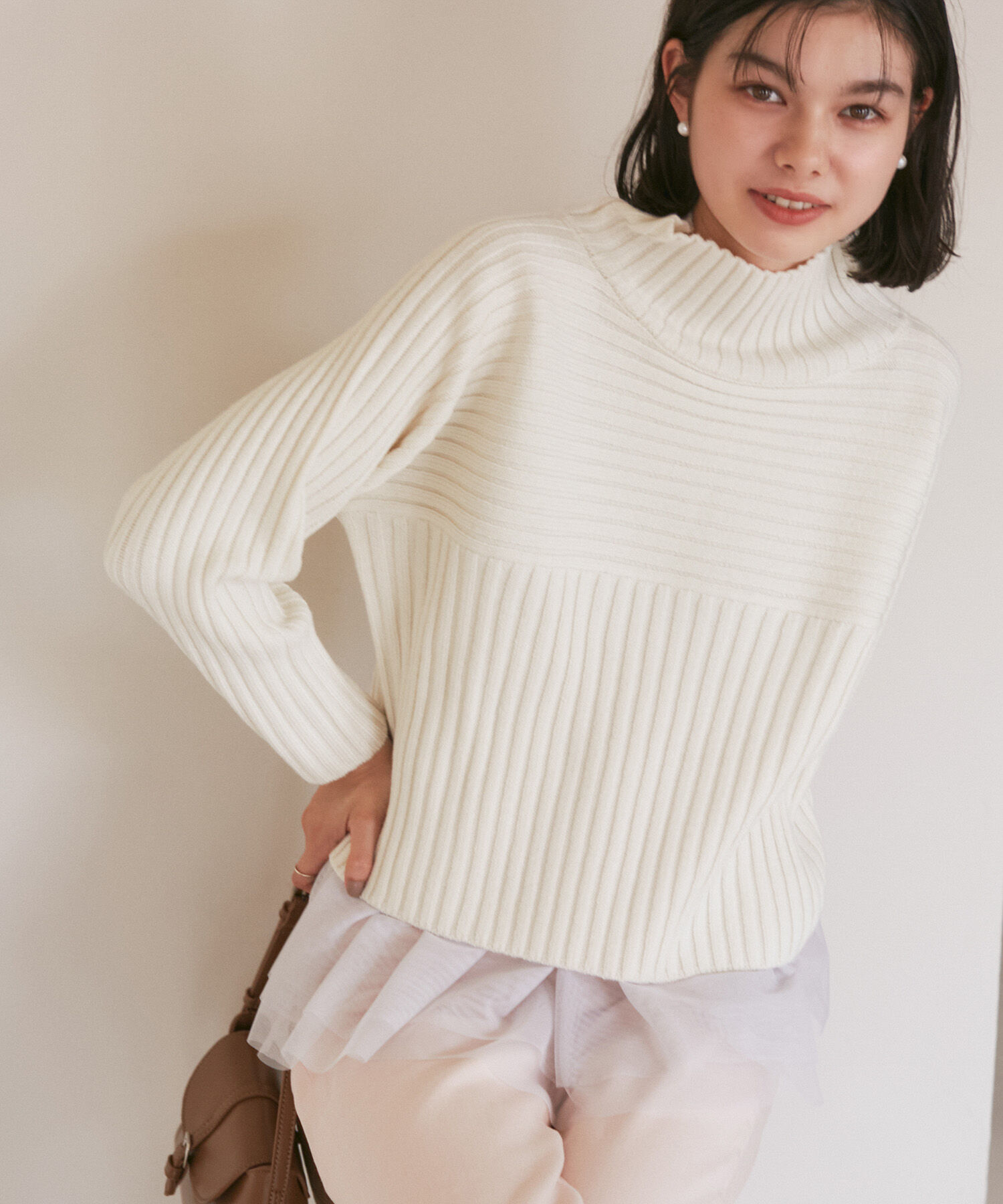 Rope&rsquo;Picnic「【WEB限定カラーあり】アソートリブ切り替えニットプルオーバー/リンクコーデ・新色追加」|ニット・セーター|