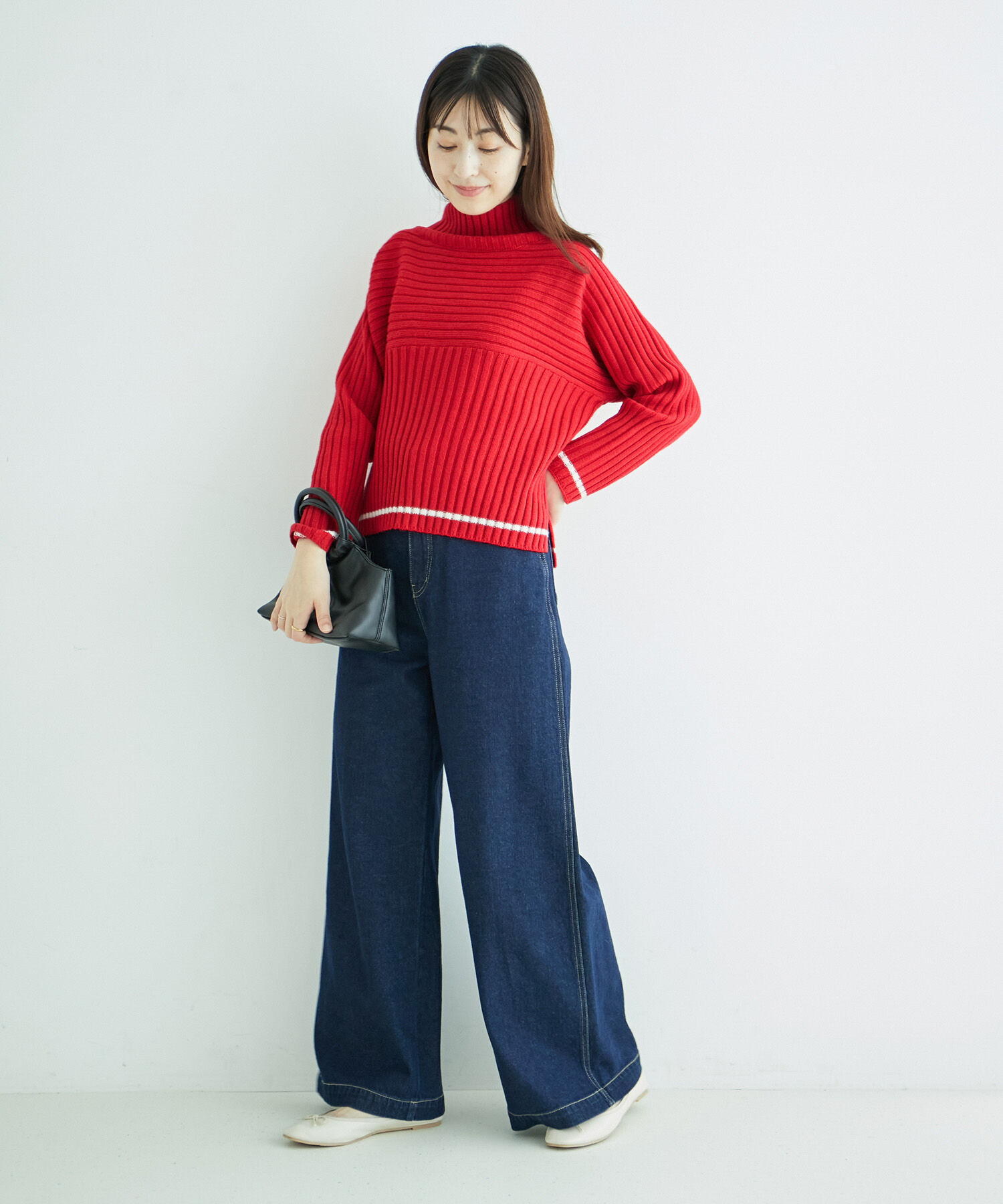 Rope&rsquo;Picnic「【WEB限定カラーあり】アソートリブ切り替えニットプルオーバー/リンクコーデ・新色追加」|ニット・セーター|