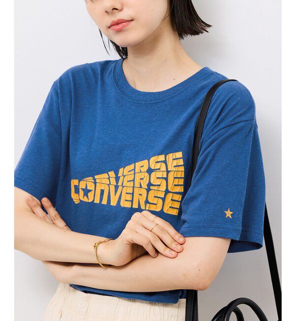 Rope&rsquo;Picnic「【CONVERSE/コンバース】ネップラスラブ天竺クラックプリントTシャツ」|Tシャツ・カットソー|ブルー系(45)