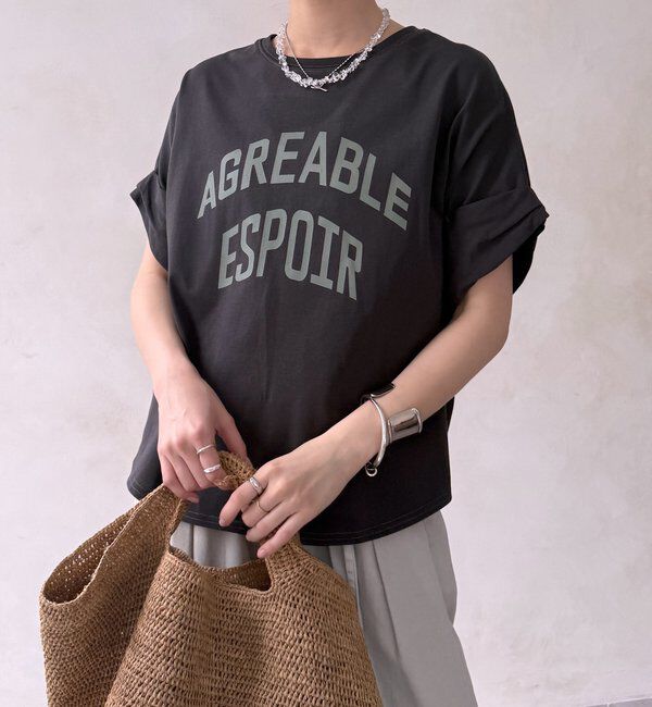  「【WEB限定】AGREABLEロゴTEE」|Tシャツ・カットソー|チャコールグレー