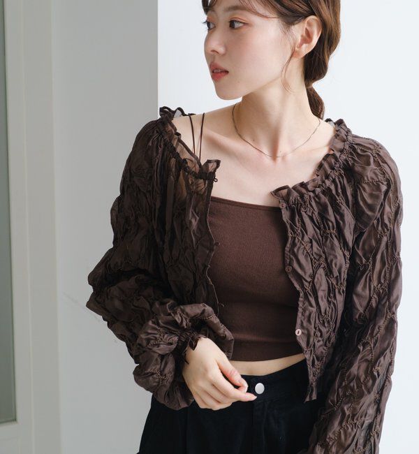  「【ベストヒットアイテム/累計販売10万枚突破】カップ付きクロップドブラキャミ」|キャミソール|