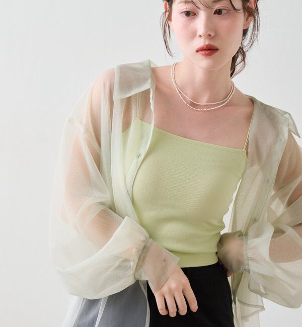  「【ベストヒットアイテム/累計販売10万枚突破】カップ付きクロップドブラキャミ」|キャミソール|ミント