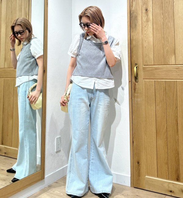  「【脚長効果/4サイズ展開】フレアデニムパンツ」|デニム|