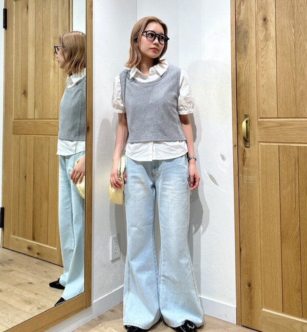  「【脚長効果/4サイズ展開】フレアデニムパンツ」|デニム|
