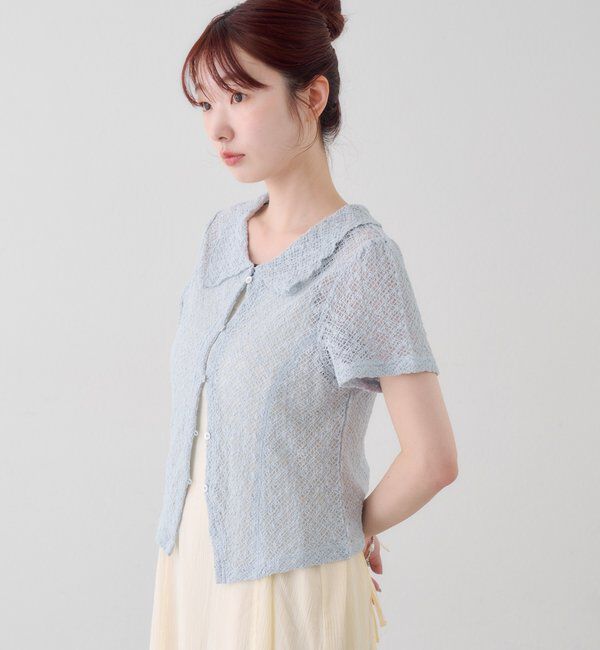  「【WEB先行】クロスジャガード半袖カーディガン」|Tシャツ・カットソー|