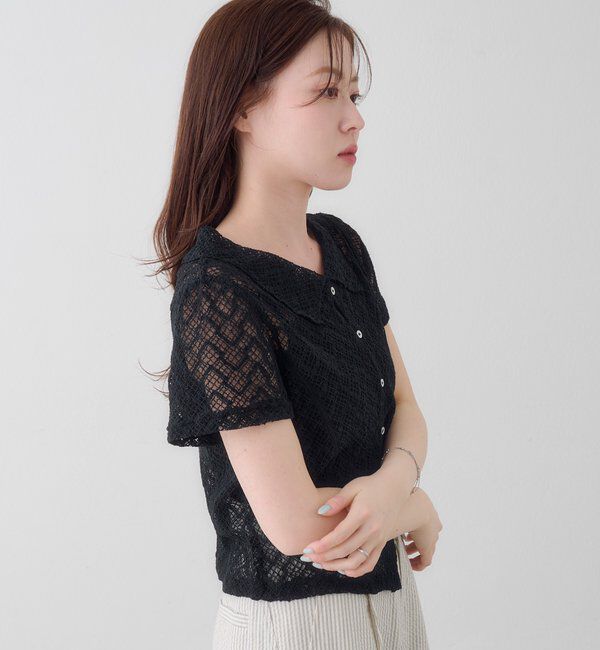  「【WEB先行】クロスジャガード半袖カーディガン」|Tシャツ・カットソー|