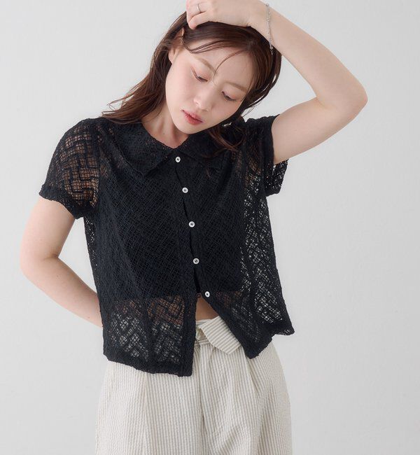  「【WEB先行】クロスジャガード半袖カーディガン」|Tシャツ・カットソー|