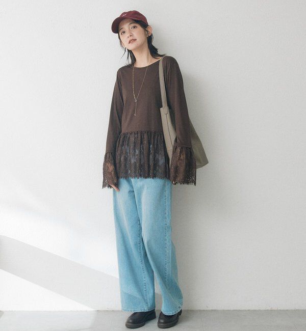  「レースコンビカットソー」|Tシャツ・カットソー|