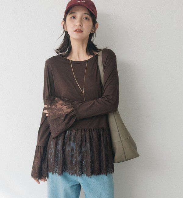  「レースコンビカットソー」|Tシャツ・カットソー|