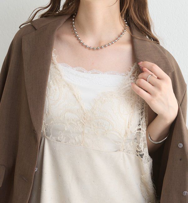  「スリットサテンレースキャミ」|キャミソール|