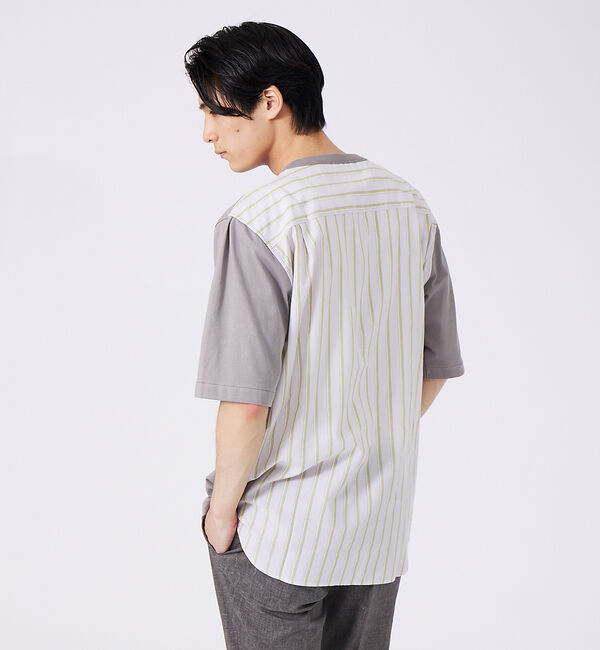 ABAHOUSE「切替ストライプ コンビネーション Tシャツ」|Tシャツ・カットソー|