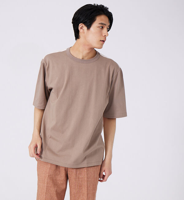 ABAHOUSE「切替ストライプ コンビネーション Tシャツ」|Tシャツ・カットソー|ライトベージュ