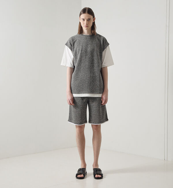 ABAHOUSE「【上下2点セット/セットアップ対応】メランジパイルフェイクレイヤード  /  ユ」|Tシャツ・カットソー|ブラック