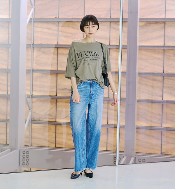 Rouge vif「ドローコードシアーロゴTシャツ / ボートネック」|Tシャツ・カットソー|