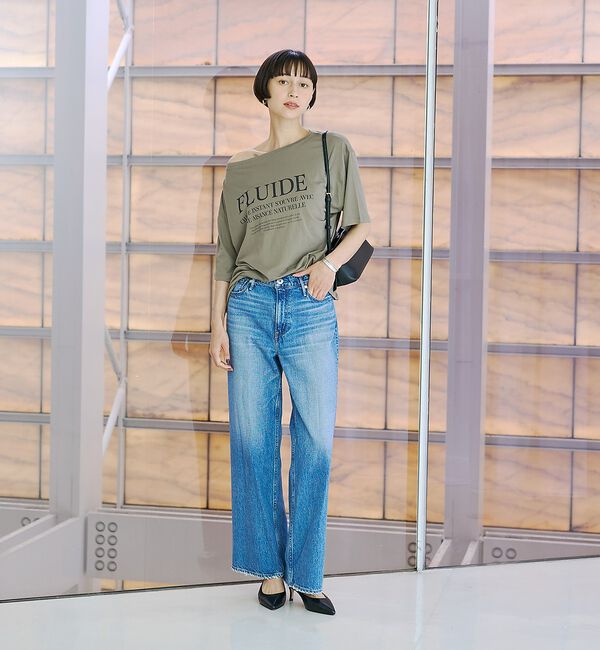 Rouge vif「ドローコードシアーロゴTシャツ / ボートネック」|Tシャツ・カットソー|