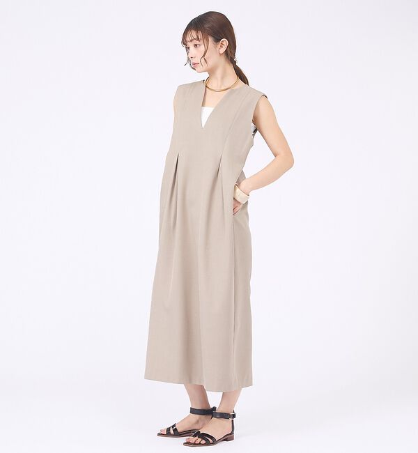abahouse mavie「【着痩せシルエット】ウェストタックジャンパースカート」|ジャンパースカート|