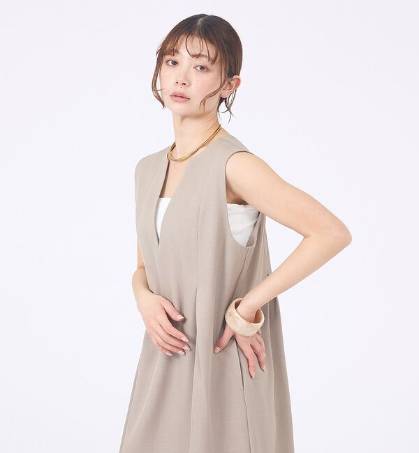 abahouse mavie「【着痩せシルエット】ウェストタックジャンパースカート」|ジャンパースカート|