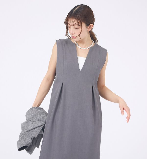abahouse mavie「【着痩せシルエット】ウェストタックジャンパースカート」|ジャンパースカート|
